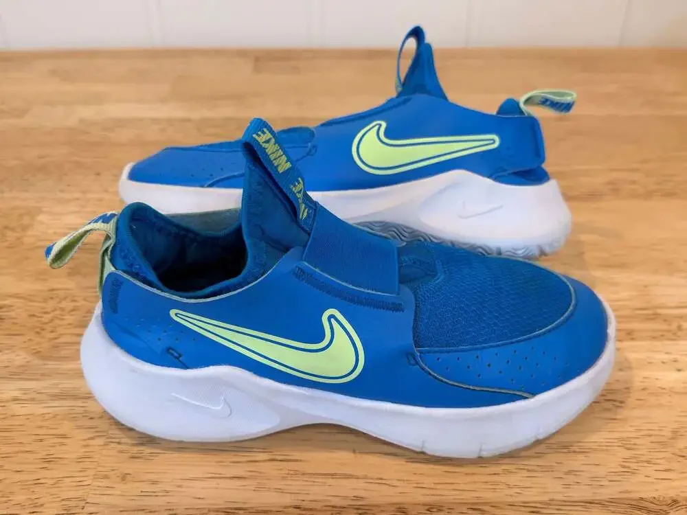 Nike Flex Runner 3 Toddler Shoes Blue and Lime Green Kids 1.5Y